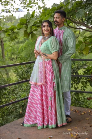 Couple Matching Ikat Print Ethnic Wear Set