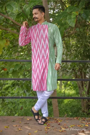 Men’s Dual-Tone Ikat Print Cotton Kurta
