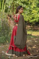 Elegant Maroon & Olive Green Cotton Chaniya Choli Set