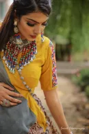 Mustard Kalamkari Cotton Chaniya Choli
