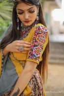 Mustard Kalamkari Cotton Chaniya Choli