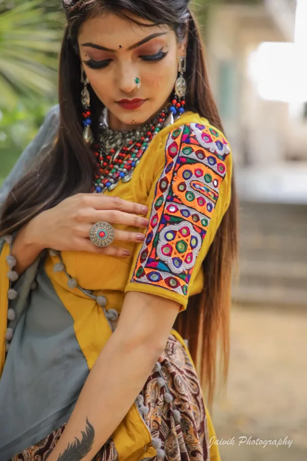 Mustard Kalamkari Cotton Chaniya Choli - Image 6