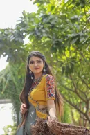 Mustard Kalamkari Cotton Chaniya Choli