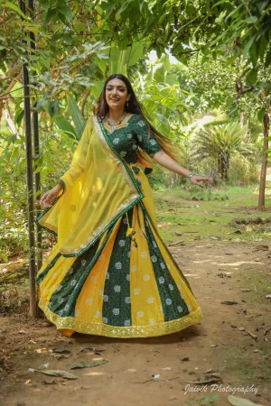 Yellow and Green Chaniya Choli