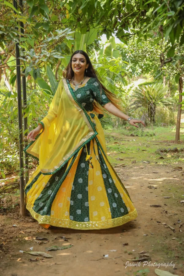 Yellow and Green Chaniya Choli