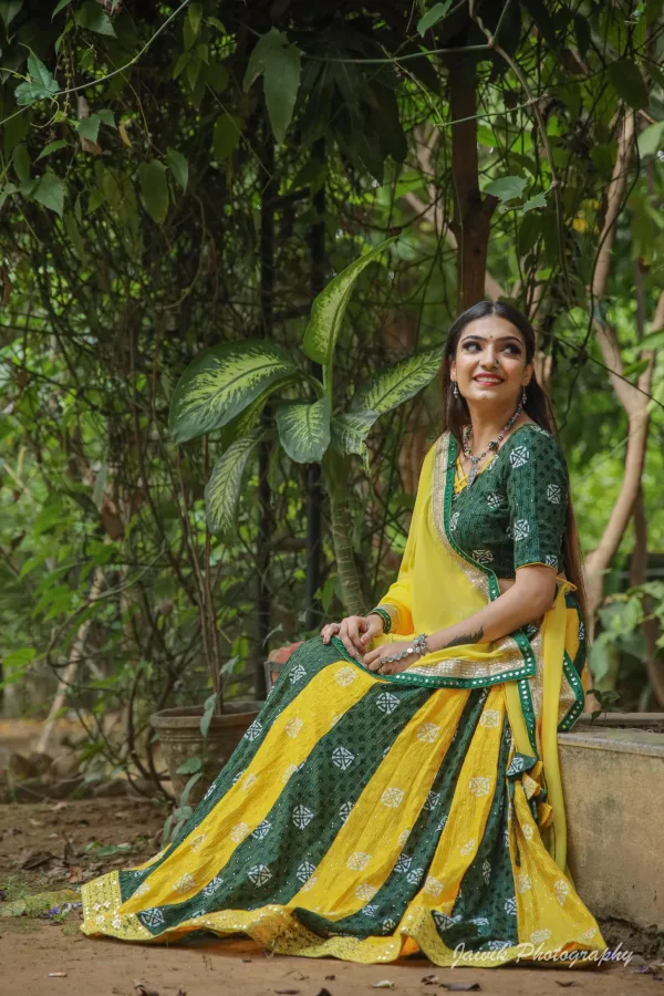 Yellow and Green Chaniya Choli - Image 4