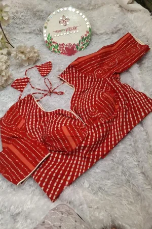 A rich red and white Bandhani Blouse – Inspired by Sabyasachi’s Signature Style