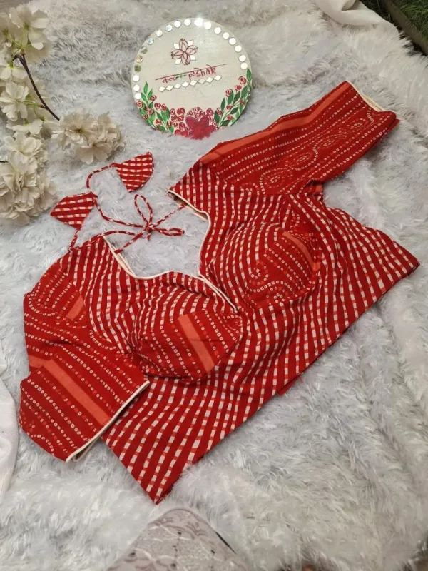 A rich red and white Bandhani Blouse – Inspired by Sabyasachi’s Signature Style