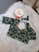 Elegant Green Silk Embroidered Blouse – A Blend of Classic Charm