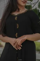 Black Sunshine Embroidered Flared Frock – Sunshine Collection