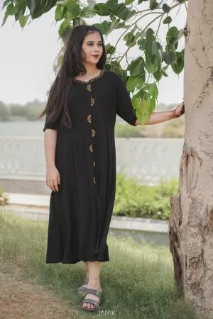 Black Sunshine Embroidered Flared Frock – Sunshine Collection