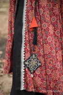 Ajrakh Wrap Style Angrakha Kurta with Flared Palazzo Set