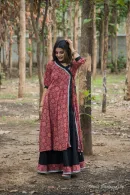 Ajrakh Wrap Style Angrakha Kurta with Flared Palazzo Set