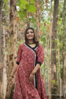 Ajrakh Wrap Style Angrakha Kurta with Flared Palazzo Set