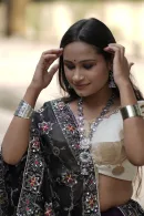Royal Purple Chaniya Choli Set with Gold Border & Embroidered Dupatta