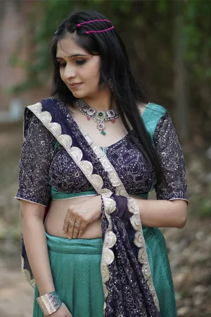 Designer Gaji Silk Lehenga Choli with Heavy Embroidered Dupatta
