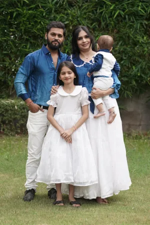 Royal Blue & White Family Matching Outfit Set