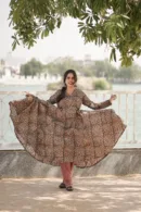Kalamkari umbrella Anarkali set