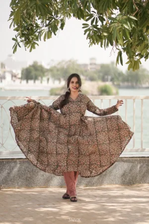 Kalamkari umbrella Anarkali set