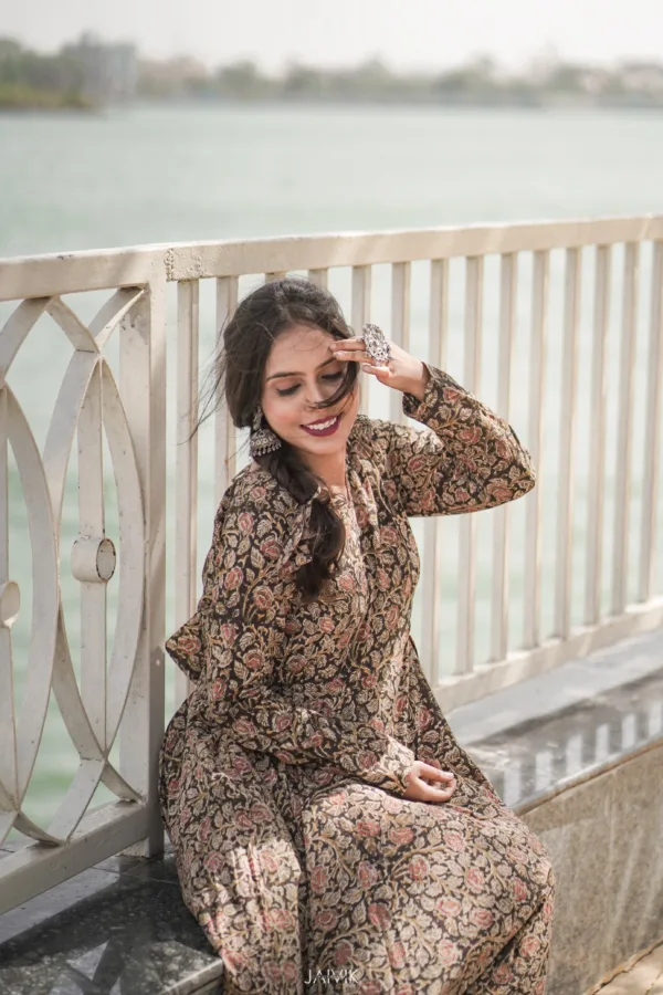 Kalamkari umbrella Anarkali set - Image 2