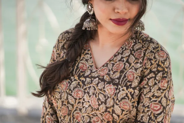 Kalamkari umbrella Anarkali set - Image 3